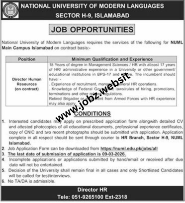 NUML University Islamabad Jobs